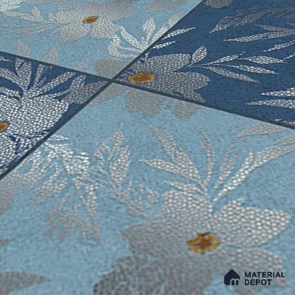 Floral Wall Tile TL 07250 C Plana 8010 GLM (Silver) 1 ft x 1 ft Ceramic Matte Finish - 9 mm  | 2 mm Spacer is Mandatory | Please Expect a Slight Variation of Pattern (Sample)